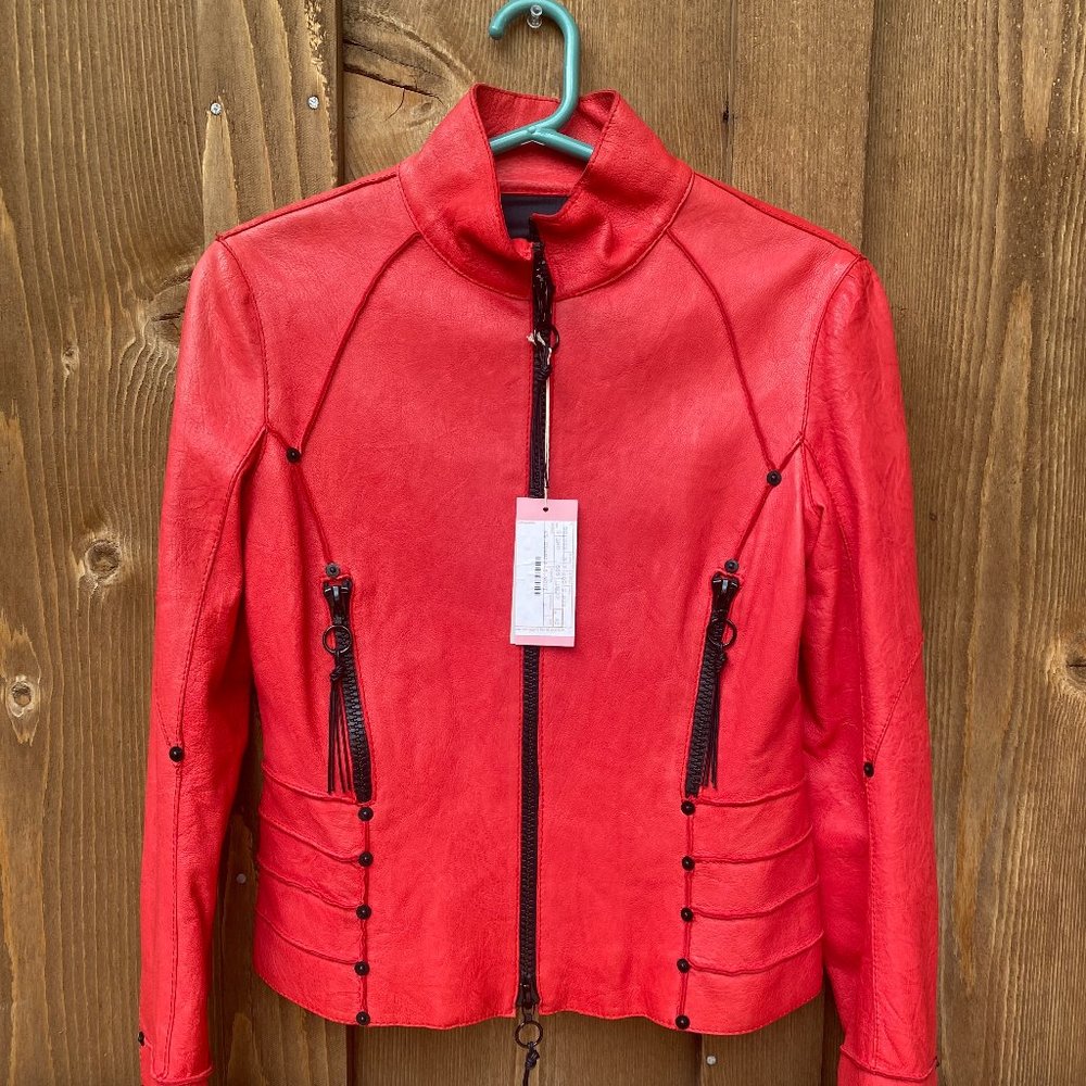 NEW with TAGS Benedetta Novi Red Leather Jacket